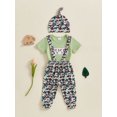 thumbnail image 5 of Baby Toddler 3Pcs Summer Outfits 3 6 12 Months Short Sleeve Duck Embroidery Romper + Pants + Hat Set Infant Clothes, 5 of 9