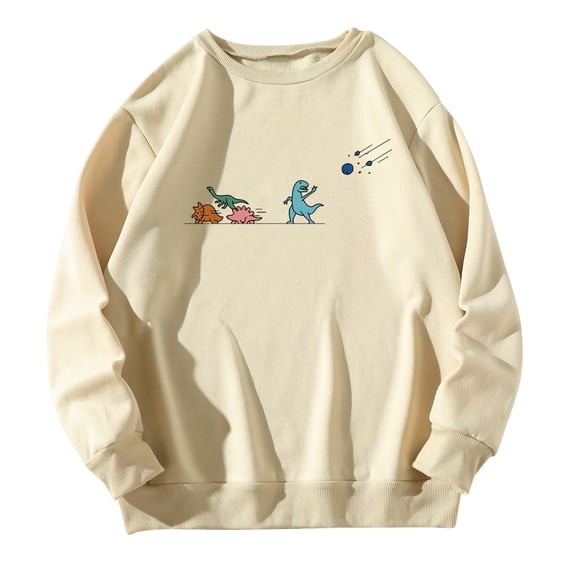 Towmus Women's Cartoon Dinosaur Graphic Print Long Sleeve Round Neck Sweatshirt Casual Pullover 2025