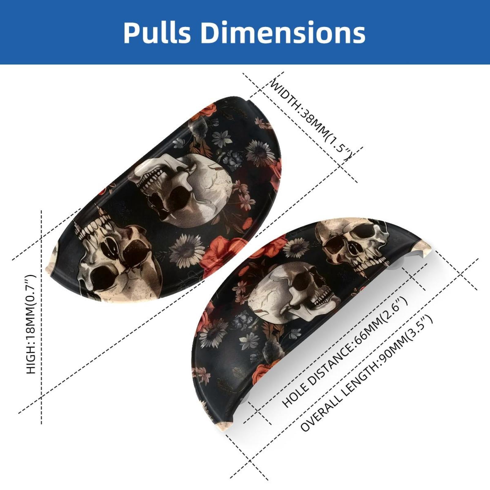 PhooArto 6 Pcs Cup Drawer Pulls, Skull Red Flowers Shell Shape Handles Cabinet Knobs for Dresser Cupboard Closet Wardrobe with Screws