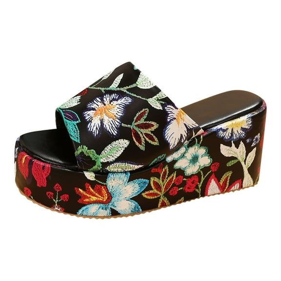 Wedge Sandals for Women Platform Slipper High Heel Wedge Slipper Light Weight Ladies Floral Shoes Fashion Spring Summer Women Sandals Platform Thick Sole Wedge Heel High Sandals