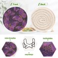 thumbnail image 4 of 6 Pcs Drink Coasters with Holder 3.94in Woven Coasters for Drinks Glowing Purple Butterfly Coaster Set for Protection Table, 4 of 7
