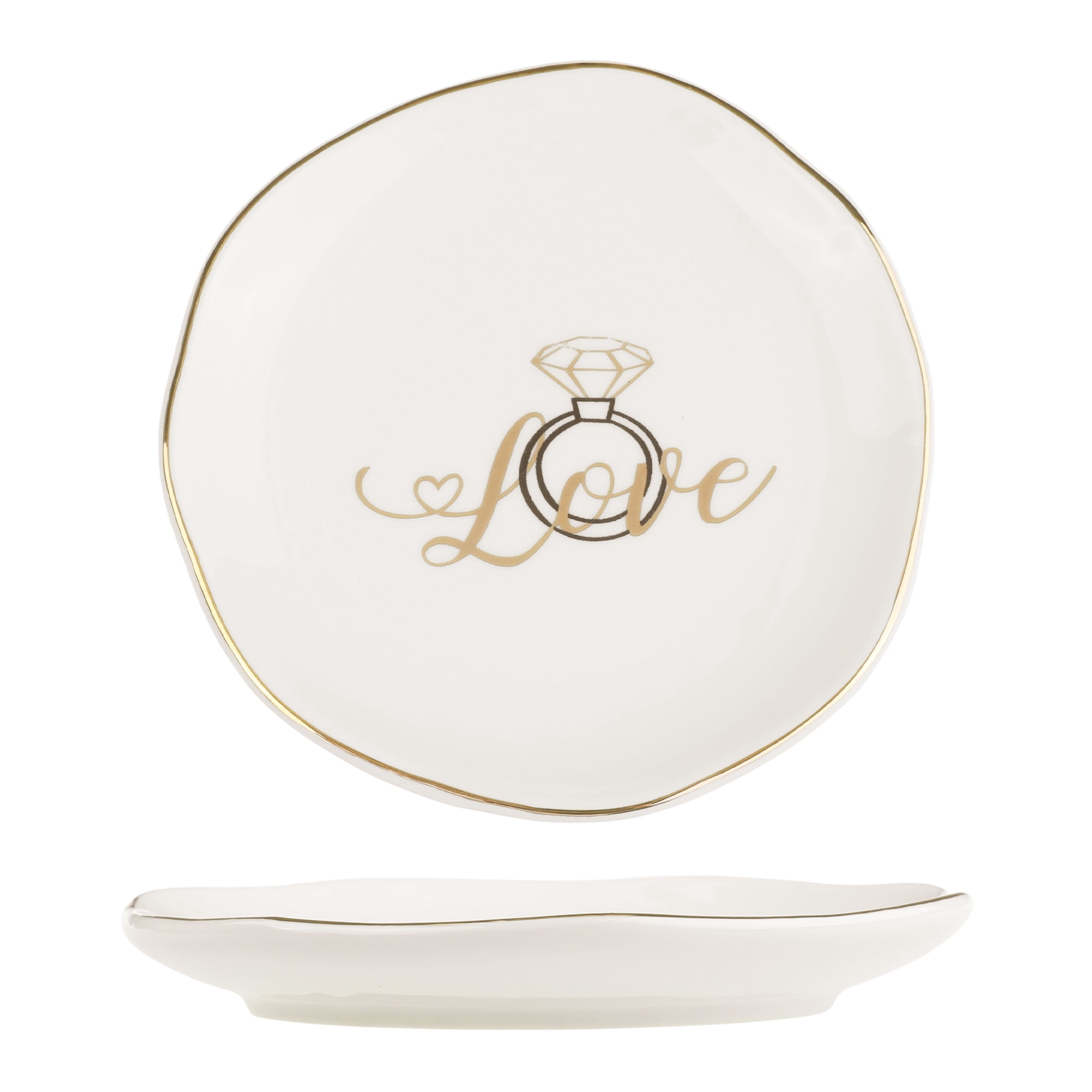 Unique Bargains Ceramic Jewelry Tray Decorative Trinket Dish Jewelry Boxes White