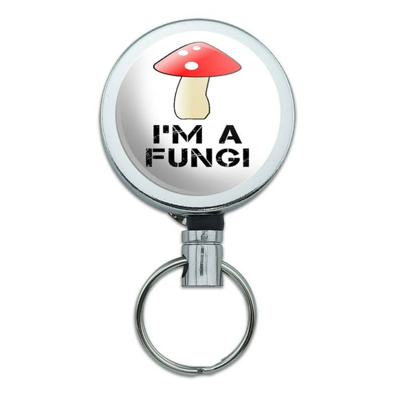 I'm A Fungi Fun Guy Fungus Mushroom Retractable Belt Clip Badge Key Holder
