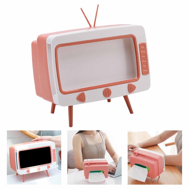 Soporte de caja de pañuelos, dispensador de caja de soporte de servilleta rectangular con soporte para teléfono para decoración de coche de oficina en , Rosado Opción 1 rosa BLESIY Sostenedor del tejido