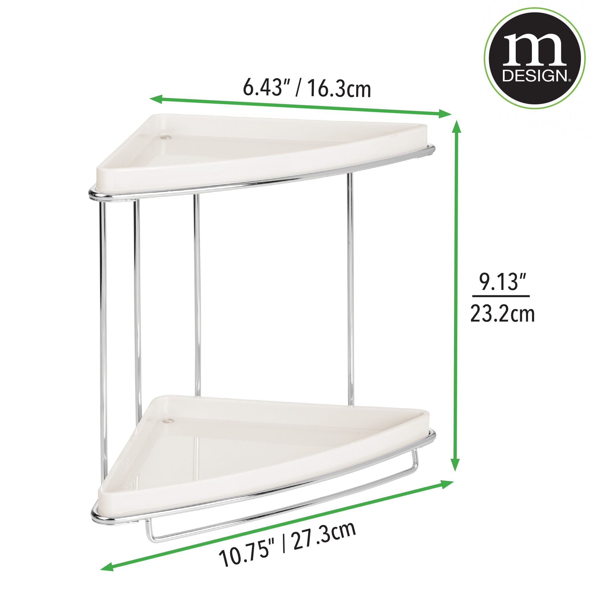 mDesign Steel/Plastic 2-Tier Bathroom Freestanding Organizer Shelf - Cream