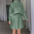 thumbnail image 6 of Women’s Fall Winter Sweater Sets Skirt Sets Outfits Long Sleeve Turtleneck Knit Top and Knit Pleated Short Skirts Set, 6 of 7