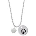 thumbnail image 1 of Delight Jewelry Silvertone Small 2-D Puffy Heart Silvertone Script Initial Disc - D - Charm Necklace, 20"+3", 1 of 4