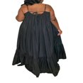 thumbnail image 3 of Femmes Été Décontracté Fluide Longue Robe avec Poche Spaghetti Sangle Cou Cou Swing Solide Plage Robe Maxi en Vrac, 3 of 6