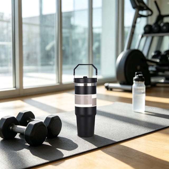 Botella de agua portátil de acero inoxidable aislada con asa, gran capacidad, multicolor, vaso térmico sellado al vacío para bebidas calientes y frías