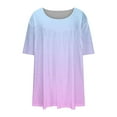 thumbnail image 5 of Plus Size Outfits for Women Summer Gradient Color Pleated Flowy Tunic Tops Loose Crewneck Short Sleeve Tshirts (5XL, Purple), 5 of 5