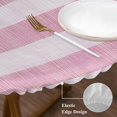 thumbnail image 3 of Pink Striped Round Tablecloth, Fitted Table Cover with Elastic for 36"-44" Round Tables, Farmhouse Vintage Stripes Table Cloth Outdoor Indoor Dinning Party Waterproof Tablecloths, 3 of 7