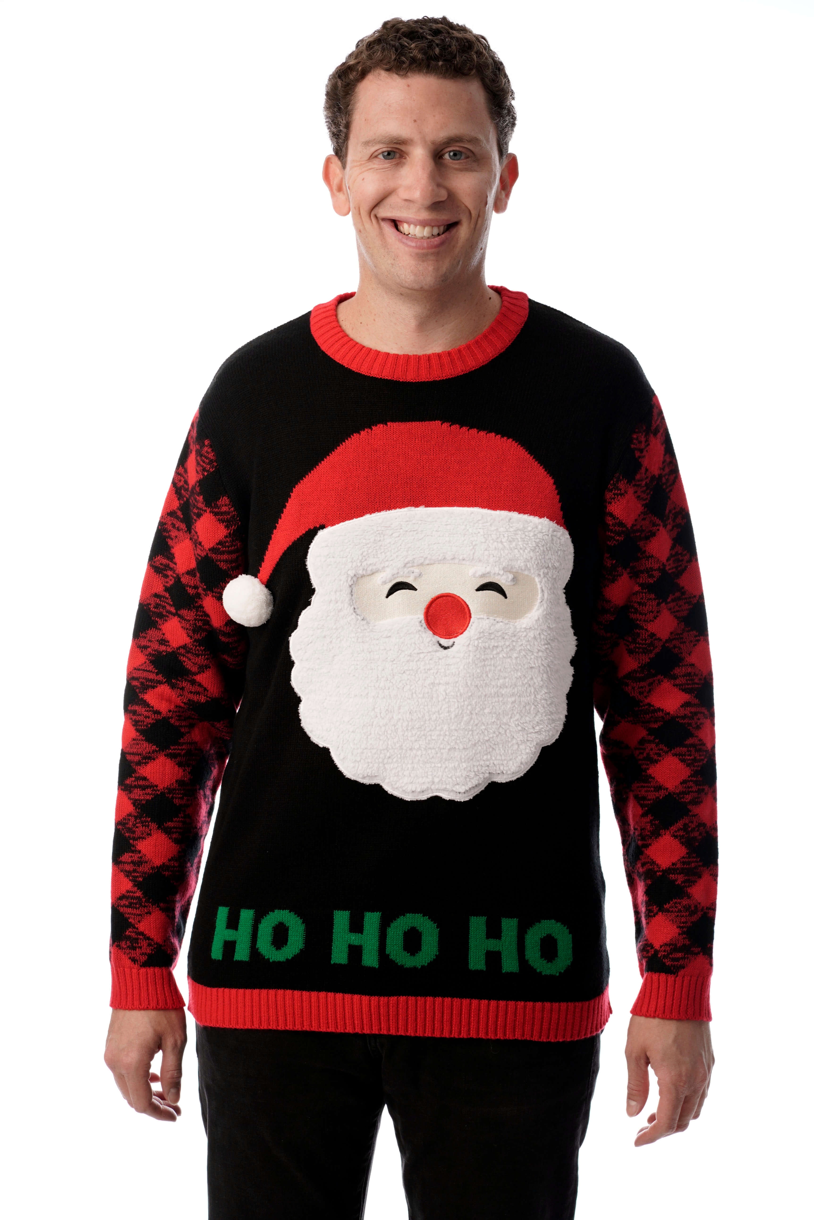 Men's Plush Christmas Snowman Camo Raglan Sweatshirt Ugly Sweater Holidays Santa 