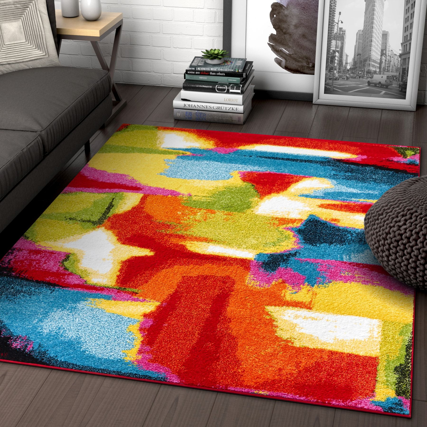 blooms multi abstract painting red orange yellow green