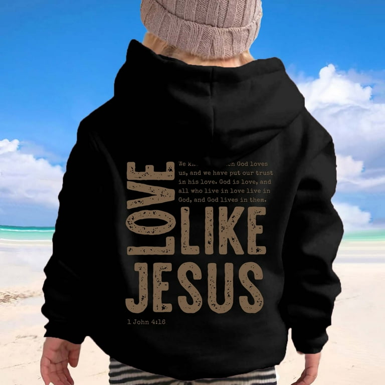 MUXiin Jesus Hoodie Faith Over Fear Kids Trendy Y2k Cute Long
