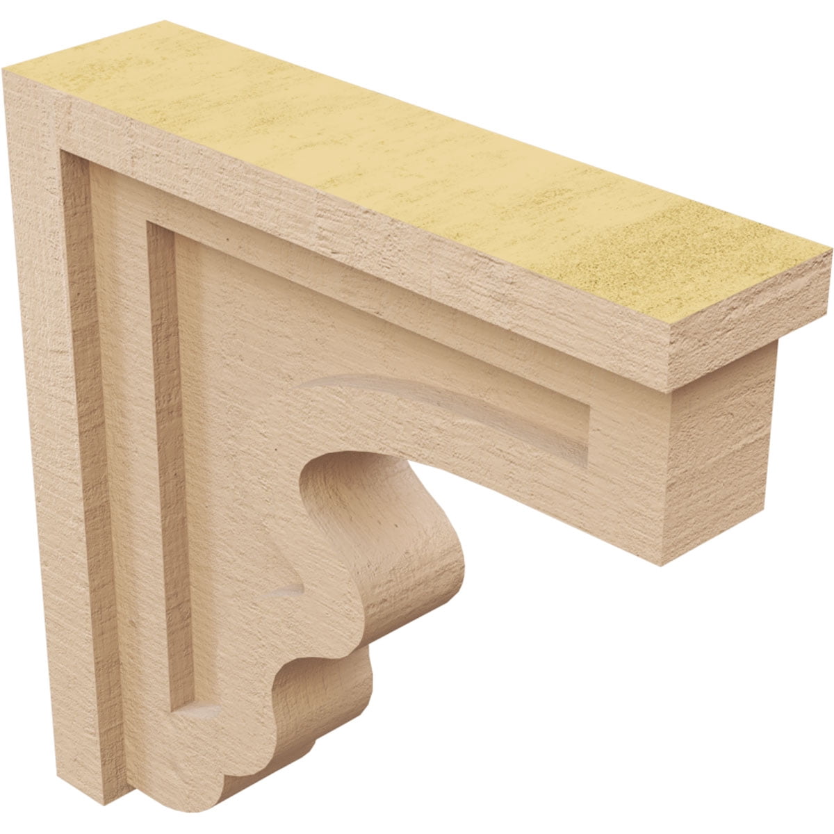 3"W x 12"D x 12"H Thin Highland Rough Cedar Woodgrain TimberThane Corbel, Primed Tan