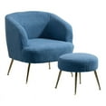 thumbnail image 6 of 28.75'' Wide Modern Wool Accent Armchair With Ottoman & Gold Leg-Blue Gray, 6 of 7