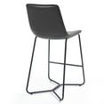 thumbnail image 4 of Set of 2 Aoi Brown Faux Leather Backless Counter Stool with Black Metal Legs, 4 of 7
