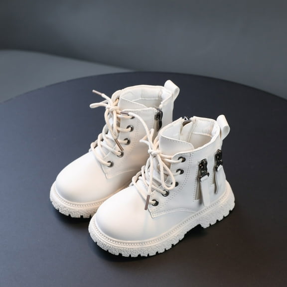 YYYTop Walking Shoes for 1 Year Old Girl, Toddler Shoes Boys Girls British Style Fashion Lacein Zipper Non Slip Keep Warm Comfortable Girl Boots Size 13 Kids Toddler Dress Shoes White Holiday Clothing