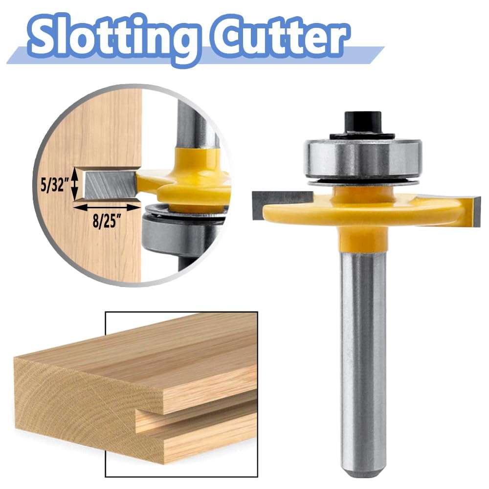 FYBTO 1 4 Inch Shank Biscuit Joiner Router Bit T Slot Router Bit with Bearing Guide Wood Biscuit Jointing Cutter Woodworking Grooving Rebating Milling Cutting Tool Cutting Height 5 32 Inch 0625 Walmar...
