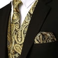thumbnail image 3 of Three-piece Formal Men Vest Suit Waistcoat Set Wedding Casual Vest Printed Pattern Chest Tie, 3 of 9