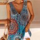 thumbnail image 3 of Top sin mangas con estampado frontal con botones Cuello en V Suelto Casual Suave Colorido Sin mangas Top floral para verano Azul M, 3 of 5