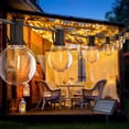 thumbnail image 1 of Guirnalda de luces con energía solar, 5,48 m, para exteriores, G40, 10 bombillas LED con 2 bombillas de repuesto, IP45, resistente al agua, 4 modos para fiestas, bodas, jardín, tienda, blanco cálido, 2700 K Zhivalor WMJ-0146, 1 of 8