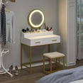 thumbnail image 3 of Spirich LLC LED Lights Sensitive Touch Button Vanity Tables & Table & Bench Sets White /Gold, 3 of 6