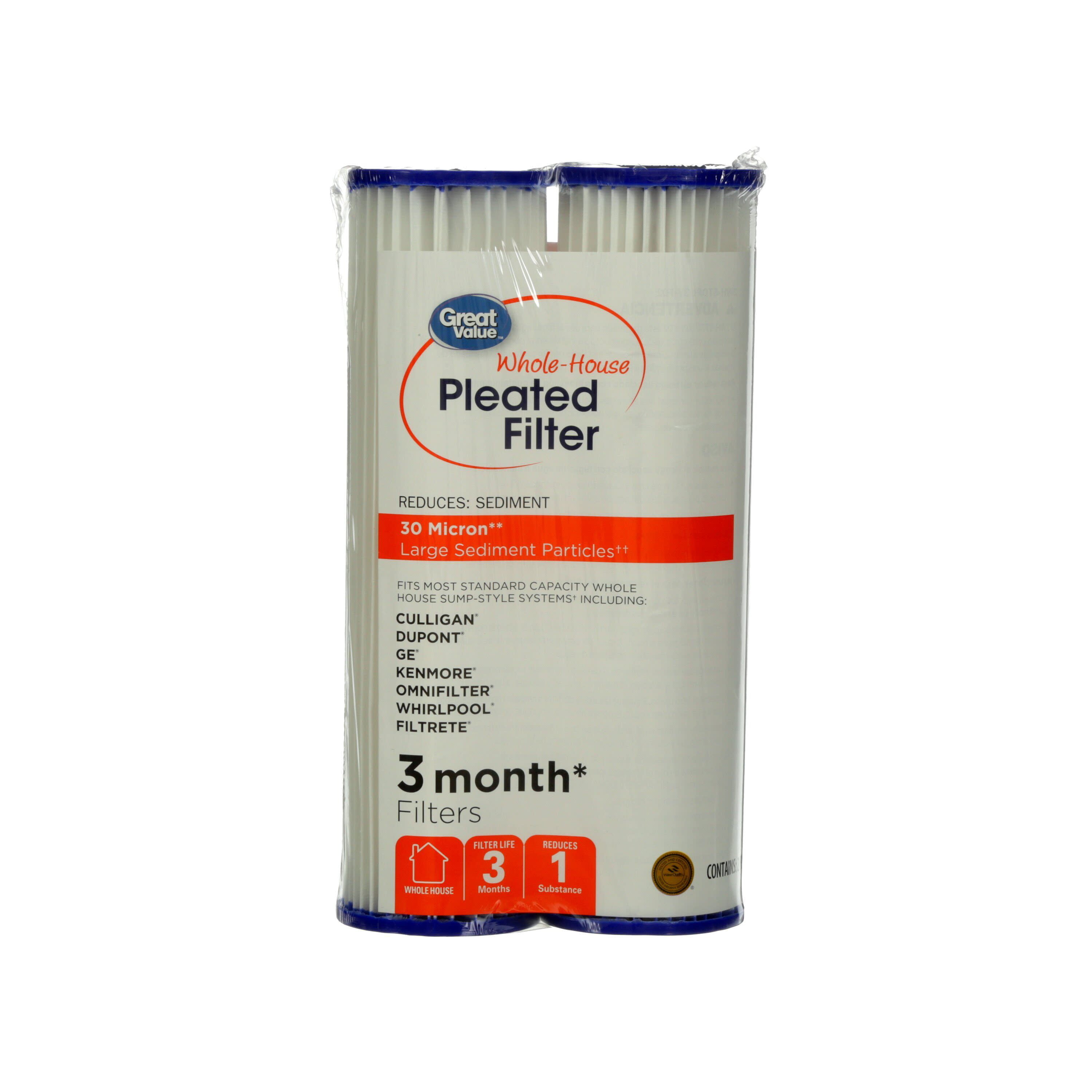 Great Value Standard Capacity Whole House Pleated Filter, 3WH-STDPLGV ...