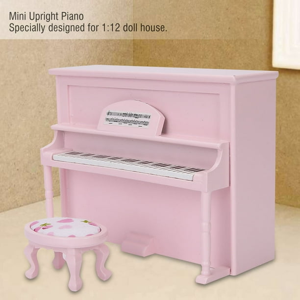 1:12 Accessoires de maison de poupée Mini piano droit Modèle Jouet avec  tabouret Simulation Meubles Noir