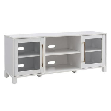 Pemberly Row Contemporary Wood 58" White TV Stand