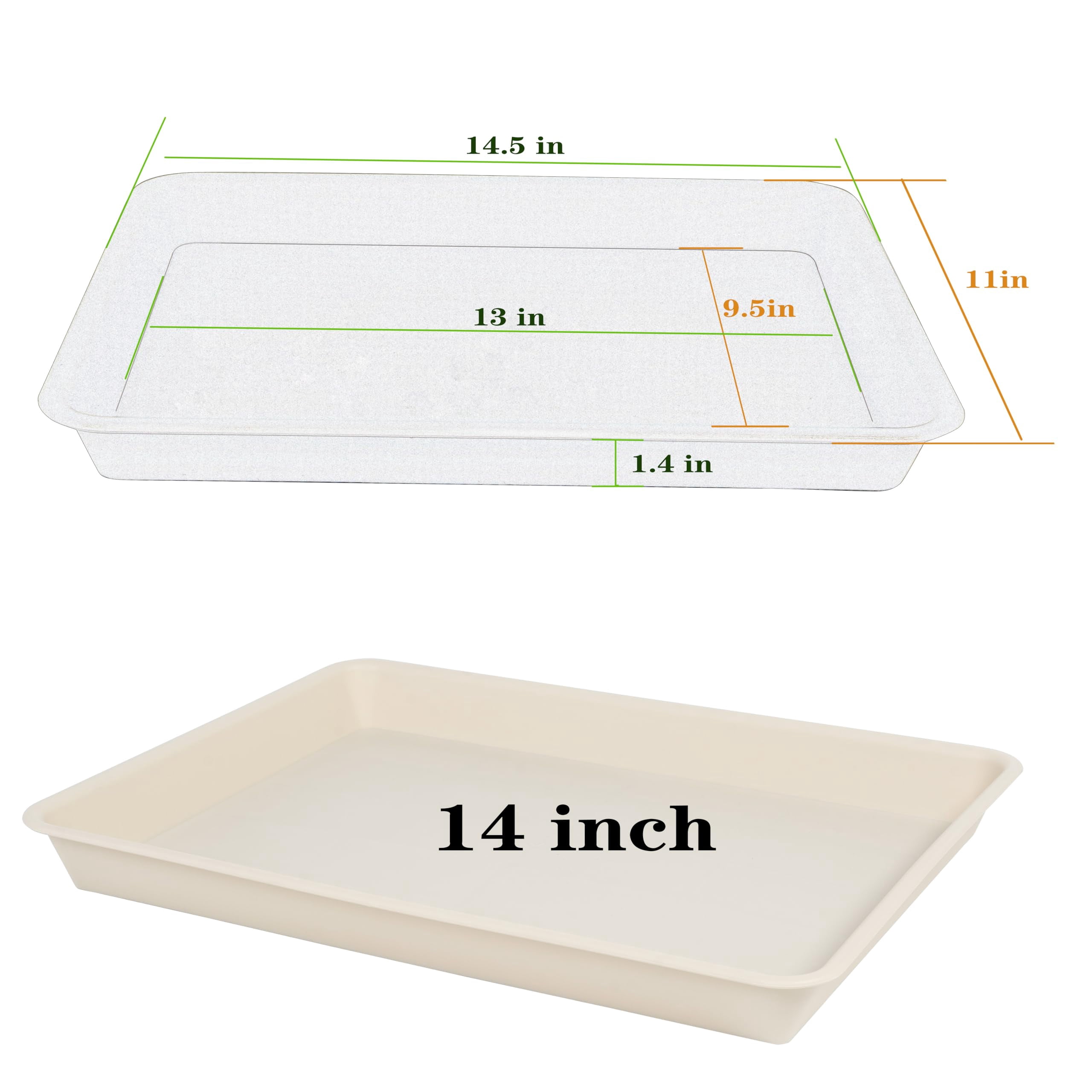Plant Saucer Growing Tray Set 2-Pack 11x9 Inch Heavy Duty Plastic Seed Starter Trays with Drainage for Indoor Outdoor Pots Gardening Supplies