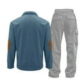 thumbnail image 2 of guisaled Men's Casual Tracksuits 2 Piece Set Active Long Sleeve Sweatsuits Stand Collar Button Pullover Tops And Sweatpants Outfits, 2 of 6