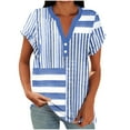thumbnail image 2 of ICHUANYI Womens Shirts Dressy Casual Short Sleeve 2025 Summer Tops Spring V Neck Button Down Ladies Tunic Blouses, 2 of 6