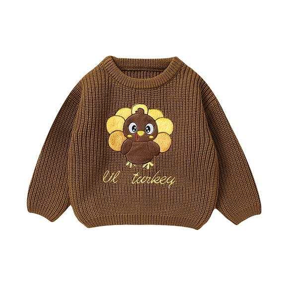 Coerni Baby Knitted Cute Turkey Sweater Halloween Thanksgiving Long Sleeve Pullover Warm Sweatshirt Blouse Knitwear Top