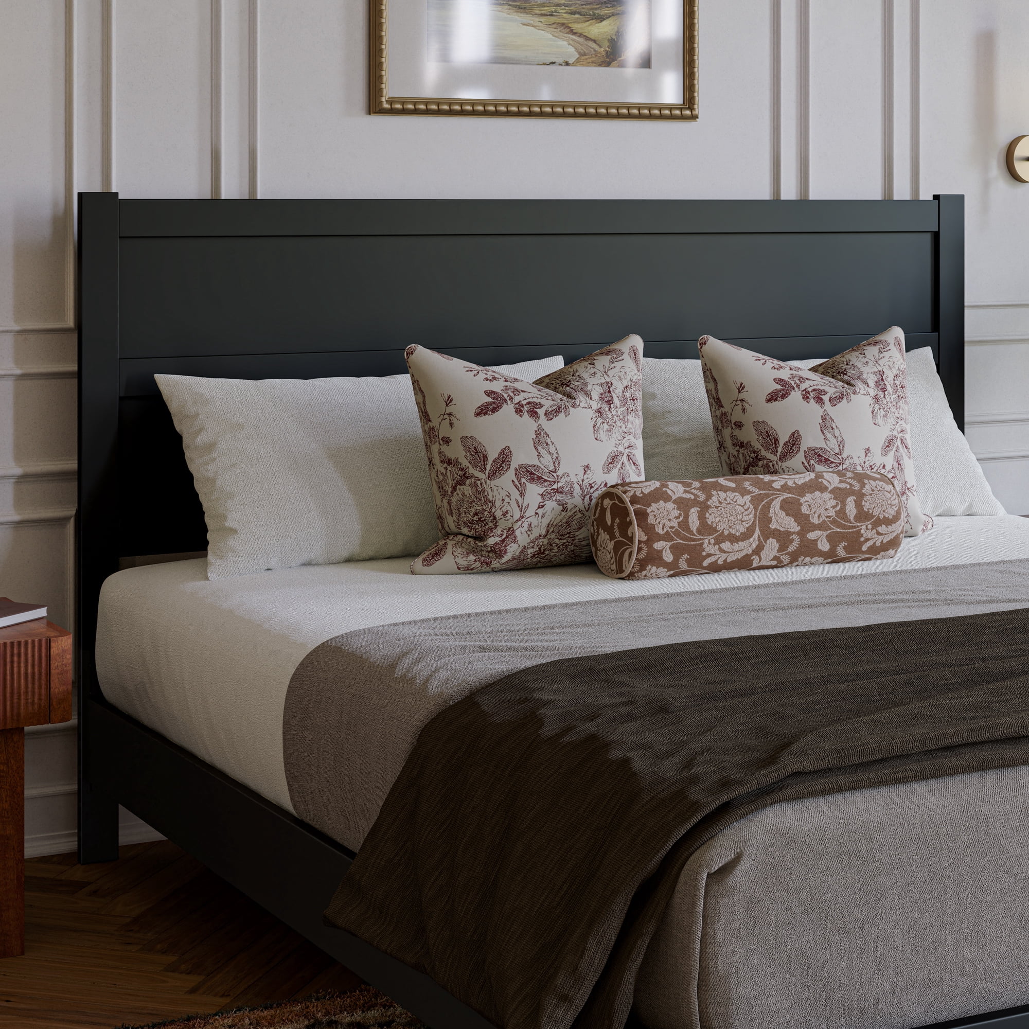 AFI Aveline King Platform Bed with Matching Footboard & Twin XL Trundle, Black