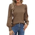 thumbnail image 1 of Prolriy Hauts d'Été pour Femmes 2025 T-Shirt Décontracté Tricoté à Manches Longues Col Rond Uni Printemps pour Femmes Hauts Kaki P, 1 of 6