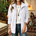 thumbnail image 6 of QIbmong Fleece Zip-up Jacket for Women Fuzzy Long Sleeve Collar Coat Lightweight Outwear Casual Winter Warm Soft Top(XXL,White), 6 of 9