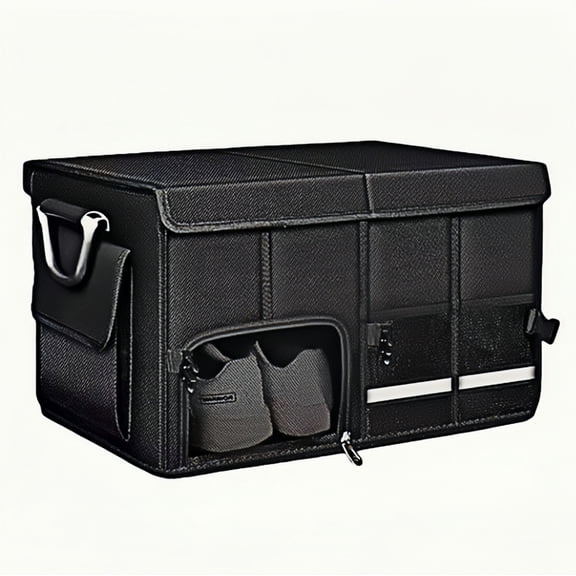 Arsey Trunk Organizer, 52L, Foldable, Waterproof Oxford Cloth, with Metal Handles, Shoes Compartment, Night Reflective Strip
