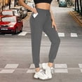 thumbnail image 2 of Sngxgn High Waist Cargo Pants Women Women Solid Trousers Casual Baggy Elastic Waist Wide Leg Pants With Pockets(Grey,S), 2 of 7