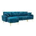 thumbnail image 6 of 114" Sectional Sofa Couch with Ottoman, U Shape Futon Sleeper Sofa with Extra Wide Double Chaise, 2 Pillows & Golden Metal Legs, Modular Sofa Accent Sofa for Living Room, 6 of 7