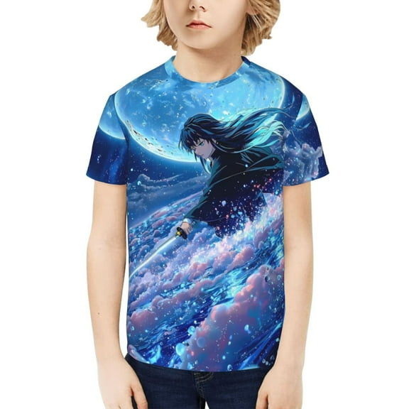 Demon Slayer Muichiro Tokito Kids T-Shirt 3d Printed Graphic T-Shirts Boys And Girls Short Sleeve Shirts For Youth Kids X-Small