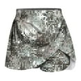 thumbnail image 5 of Womens Pleated Tennis Skirt with Shorts High Waisted Sequin Printed Workout Skirts Comfort Trendy Shorts Dressy Casual Summer,Silver,2XL, 5 of 6