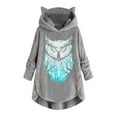 thumbnail image 1 of Blusa Navideña Mujer Estampado Casual Orejas de Gato Botones de Felpa Manga Larga Abrigo de Felpa Con Capucha Top Odeerbi  ODB121667, 1 of 3