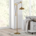 thumbnail image 2 of Maklaine Contemporary Aged Brass Floor Lamp with Solid Wheel Pulley System, 2 of 9