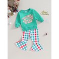 thumbnail image 4 of Christmas Outfits Toddler Letter Print Long Sleeve Sweatshirts + Plaid Flare Pant Sets 6M 9M 12M 18M 24M 3Y Kids Autumn Clothes, 4 of 10