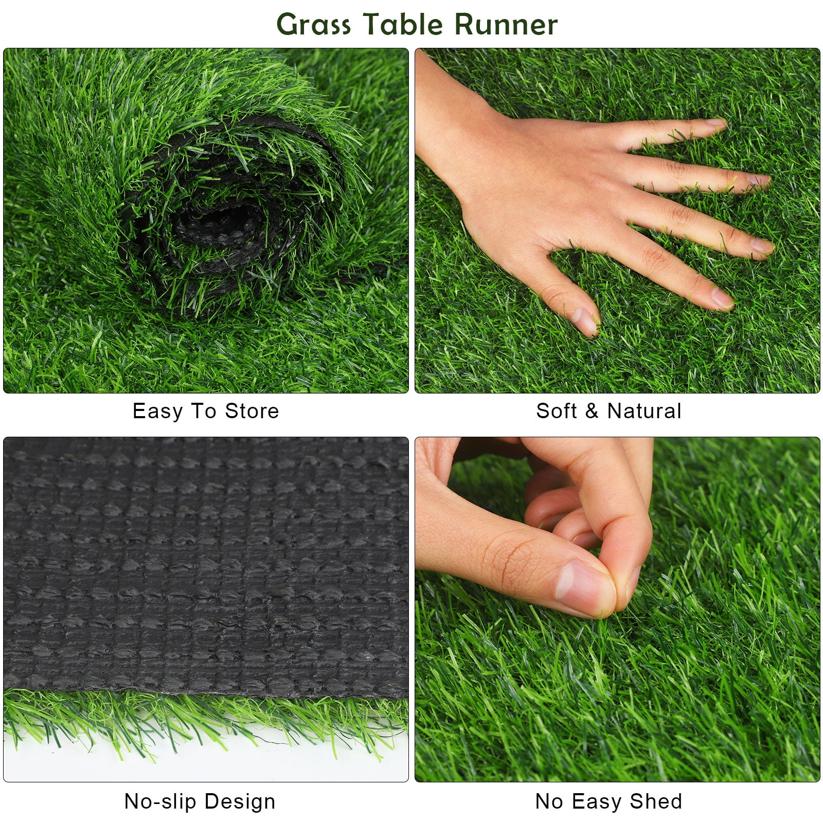 Grass Table Runner 12 x 108 Inch, Green Fake Faux Grass Table Decoration  for Wedding, Birthday Party, Baby Shower, Banquet, Spring Summer Holiday