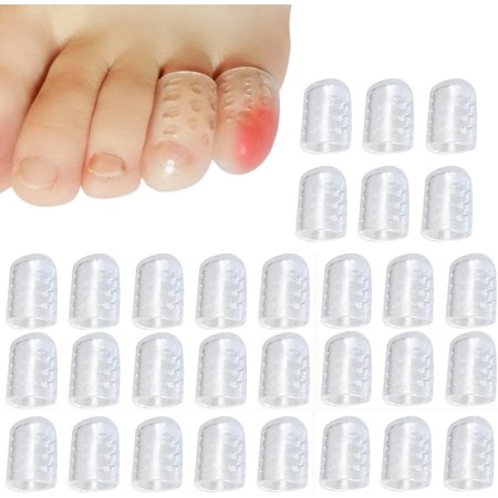 Silicone Anti-Friction Toe Protector, Silicone Breathable Toe Covers, Little Toe Protectors Caps for Corns, Blister, Calluses and Pain Relief (30PCS)