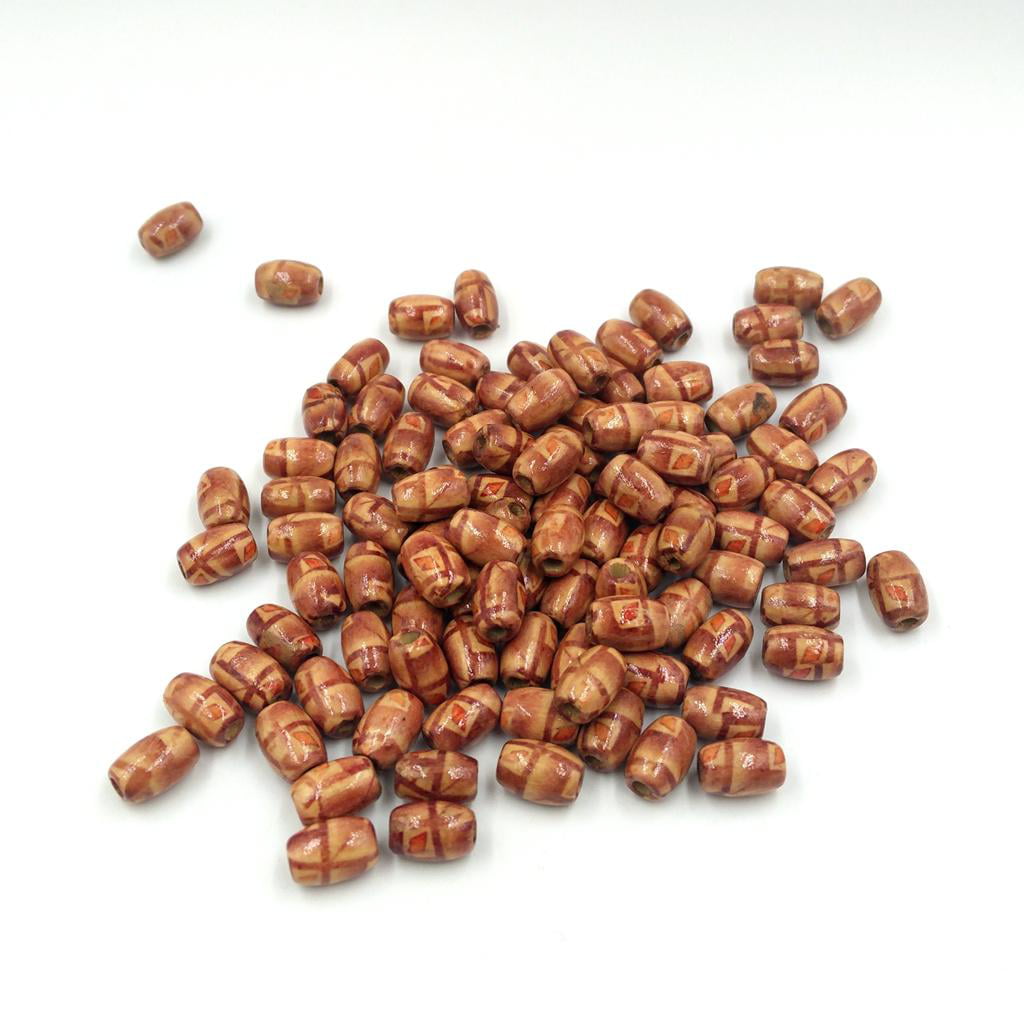 100pcs Printed Wooden Barrel Beads Jewelry Making Loose Spacer Beads 12mm 