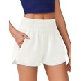 thumbnail image 1 of Pantalones cortos para correr PINSPARK de secado rápido con cintura elástica para mujer, blancos, 1 of 5