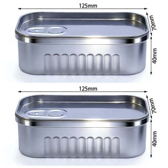Sardine Can Shaped Storage Tin Box, Portable Metal Small Item Organizer with Lid for Home Use
